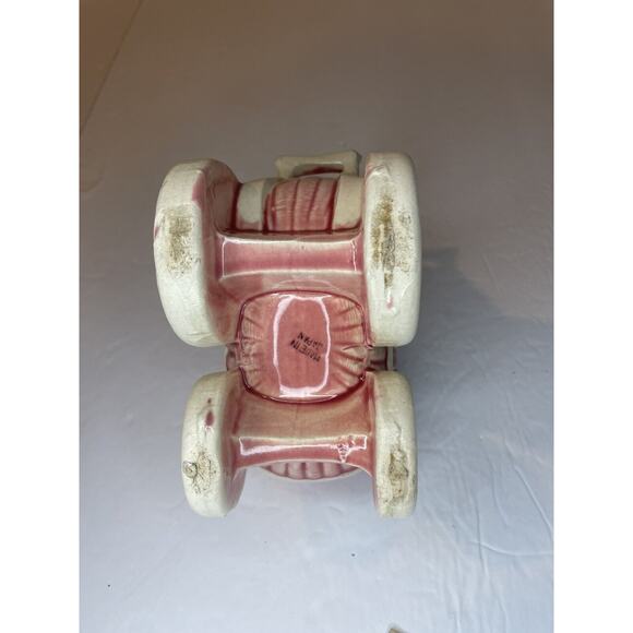 planter baby carriage pink Midcentury american pottery boho USA made small vtg - Picture 8 of 13